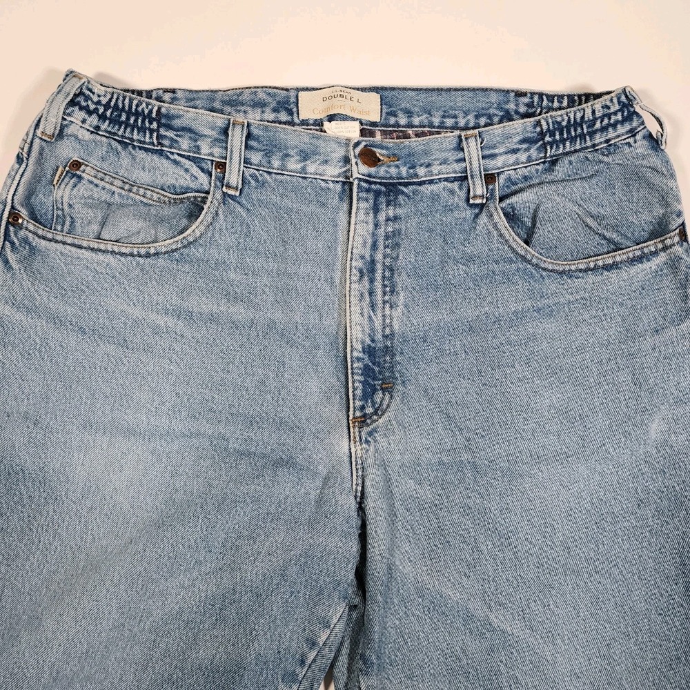 Vintage LL Bean Flannel Lined Jeans 38x29 Double L Denim Comfort Elastic Waist